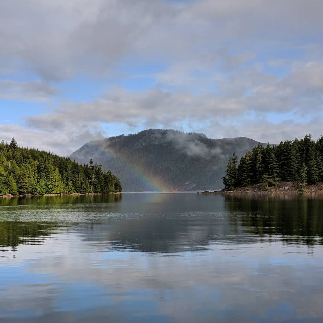 A rainbow on the water at Lagoon Cove